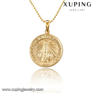 32654 Comercio al por mayor de Dubai de forma redonda de oro diseño de oro religión estilo Jesús joyería pendiente
